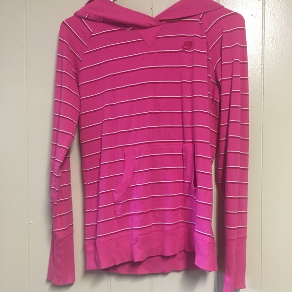 Nike Tops - Adorable pink striped Nike thin hoodie